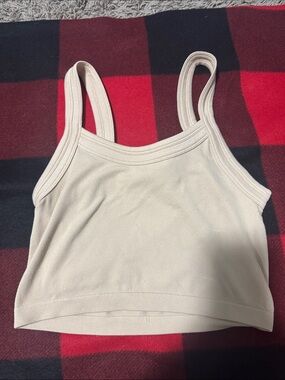 Tilly's Cream Ribbed Tank Crop Top